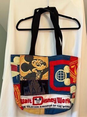 Vintage Walt Disney World Patchwork Tote Bag - Red, Blue, Gold